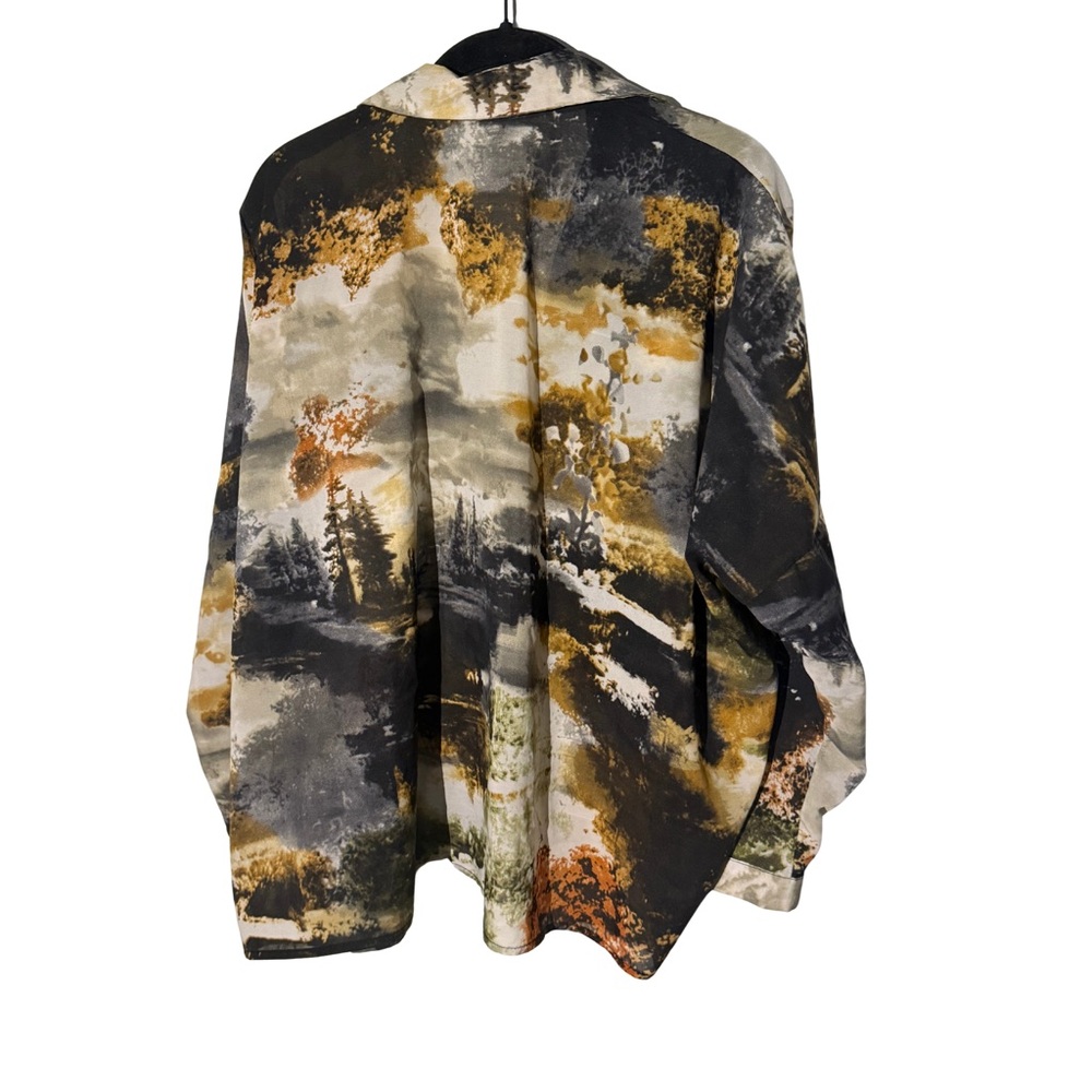 Zara Basic Earthy Forest Print Button Up Top Size… - image 5